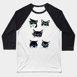 Cute Tuxedo cat in glasses  Copyright TeAnne Baseball T-Shirt